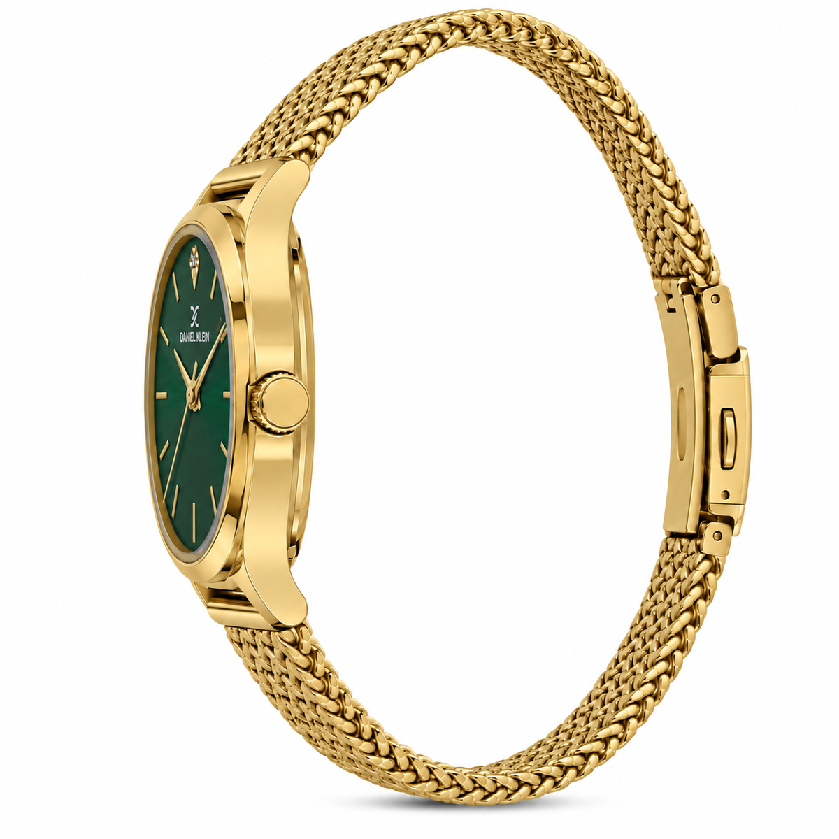 Daniel Klein Premium Ladies Dark Green Sunray Stone Index Mesh Watch – DK.1.14328-4
