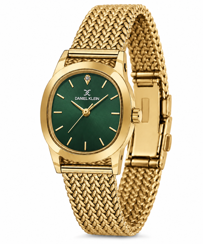 Daniel Klein Premium Ladies Dark Green Sunray Stone Index Mesh Watch – DK.1.14328-4