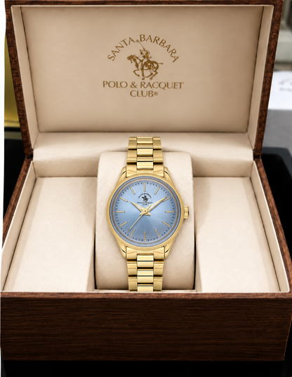 Ladies Fashion Watch – Light Blue Gold Chain (SB.8.10012-5)