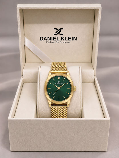 Daniel Klein Premium Ladies Dark Green Sunray Stone Index Mesh Watch – DK.1.14328-4