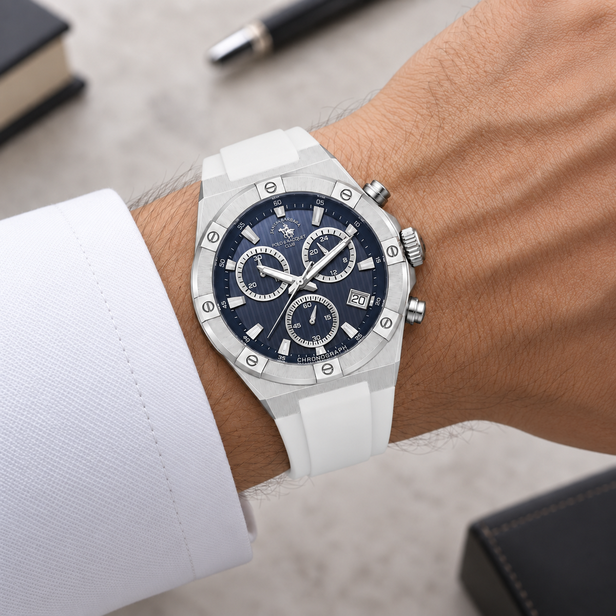 Chronograph Gents Watch – Dark Blue Silicon Strap (SB.1.10659-2)