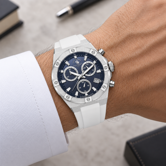 Chronograph Gents Watch – Dark Blue Silicon Strap (SB.1.10659-2)