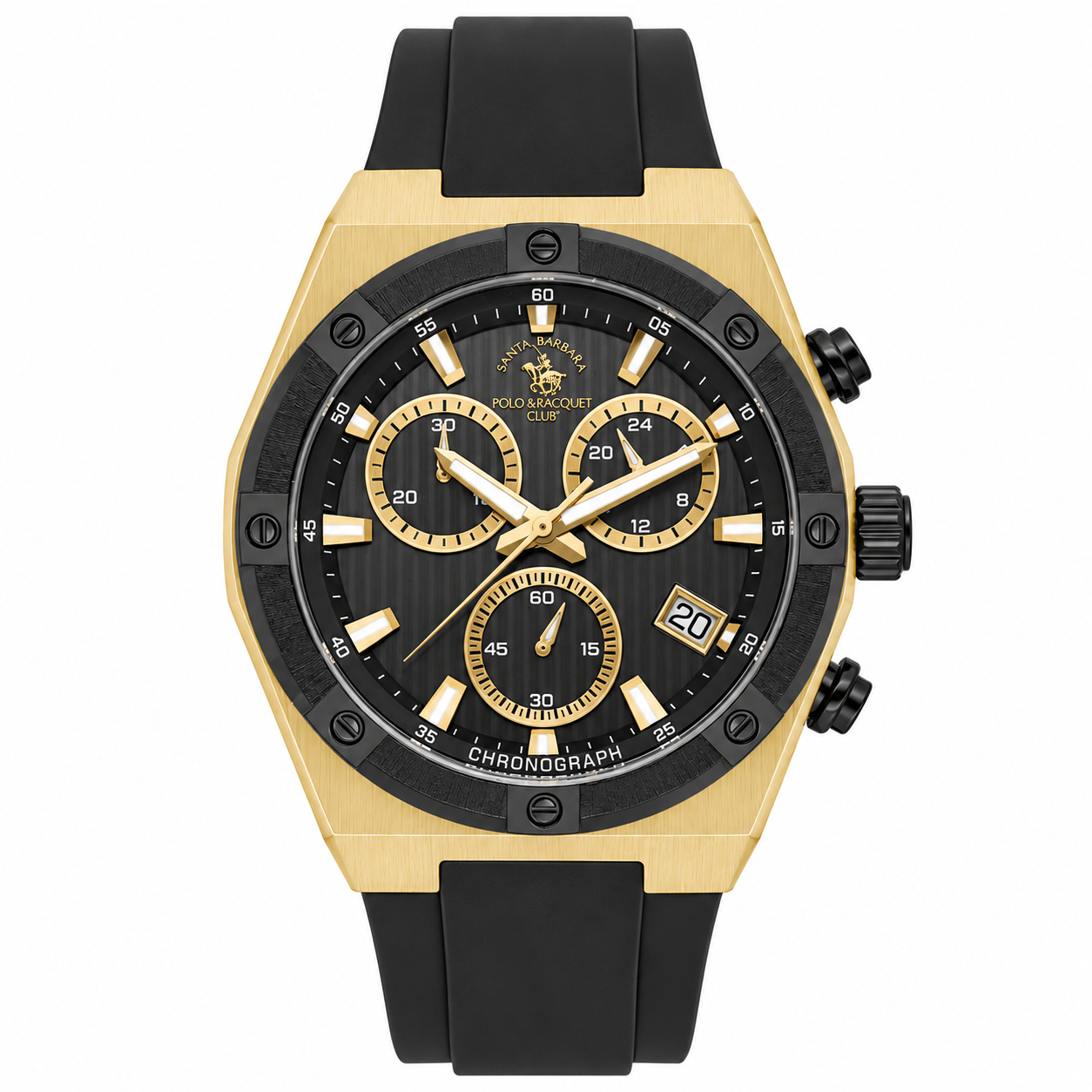 Chronograph Gents Watch – Black IP Black Gold Strap (SB.1.10659-3)