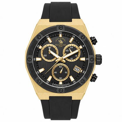 Chronograph Gents Watch – Black IP Black Gold Strap (SB.1.10659-3)