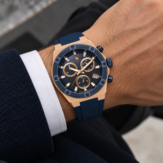 Chronograph Gents Watch – Blue Rosegold Silicon (SB.1.10659-5)
