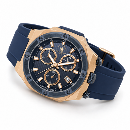 Chronograph Gents Watch – Blue Rosegold Silicon (SB.1.10659-5)