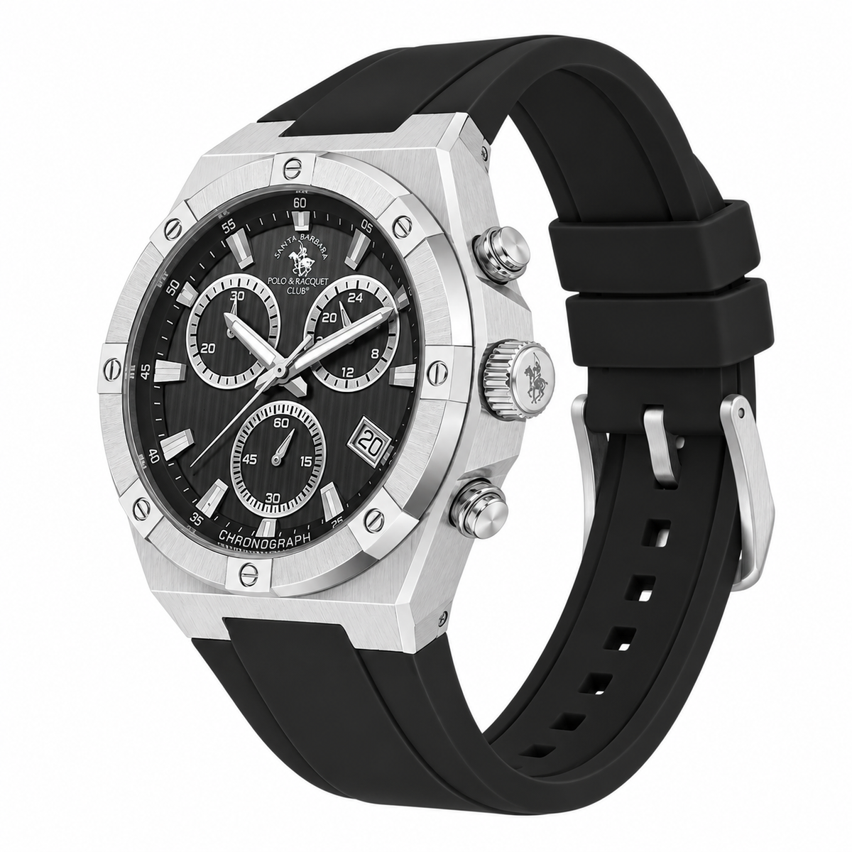 Chronograph Gents Watch – Black Silicon Strap (SB.1.10659-1)