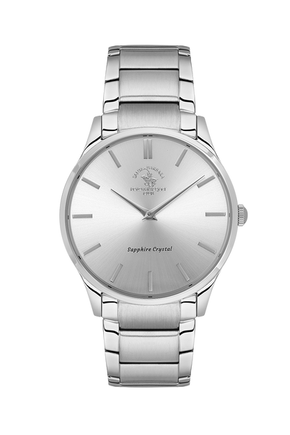 Santa Barbara Polo Silver Dial Slim Wrist Watch for Men SB.4.10020-1