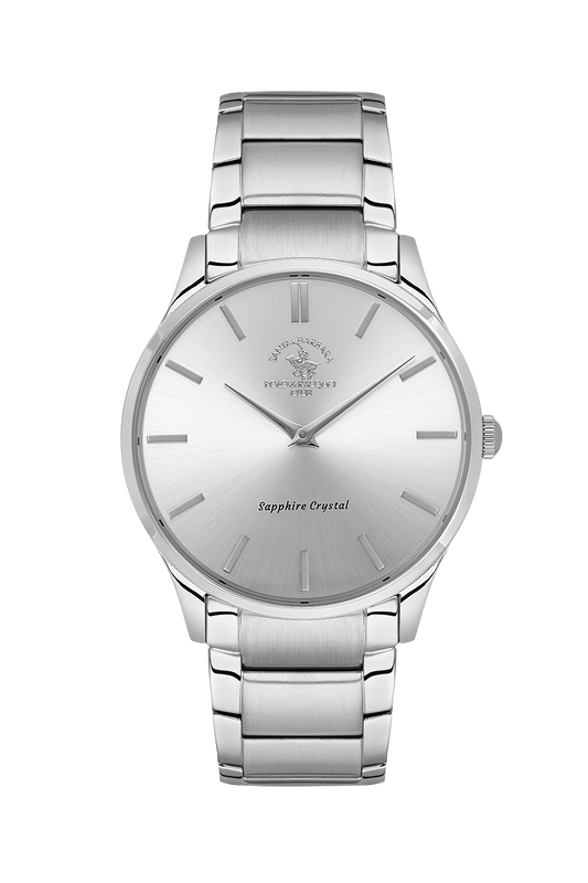 Santa Barbara Polo Silver Dial Slim Wrist Watch for Men SB.4.10020-1