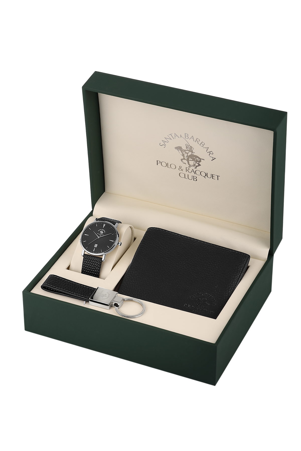 Santa Barbara Polo Wrist Watch for Men With a Gift Set with Key Chain & Wallet SB.8.10009-2
