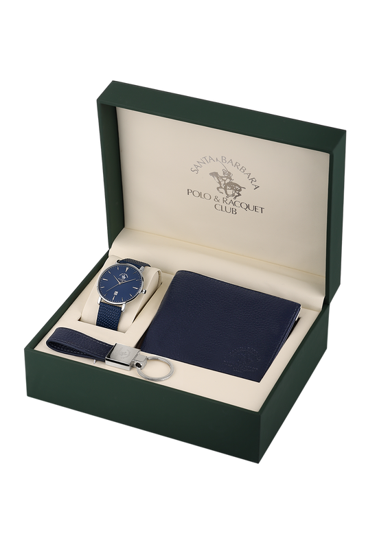 Santa Barbara Polo Wrist Watch for Men With a Gift Set with Key Chain & Wallet SB.8.10009-3