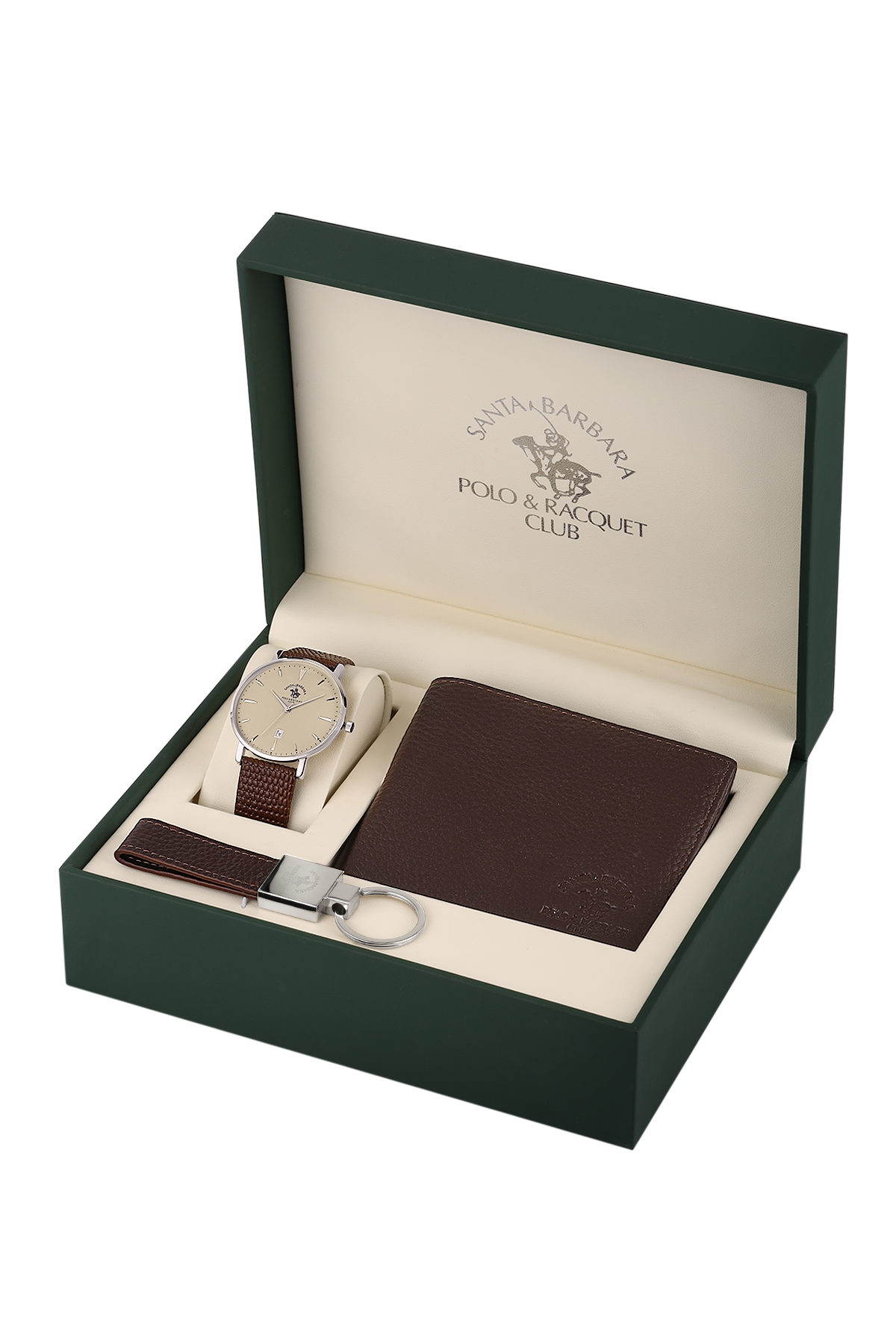 Santa Barbara Polo Wrist Watch for Men With a Gift Set with Key Chain & Wallet SB.8.10009-4