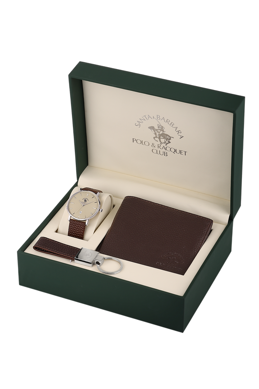 Santa Barbara Polo Wrist Watch for Men With a Gift Set with Key Chain & Wallet SB.8.10009-4