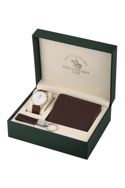 Santa Barbara Polo Wrist Watch for Men With a Gift Set with Key Chain & Wallet SB.8.10009-5