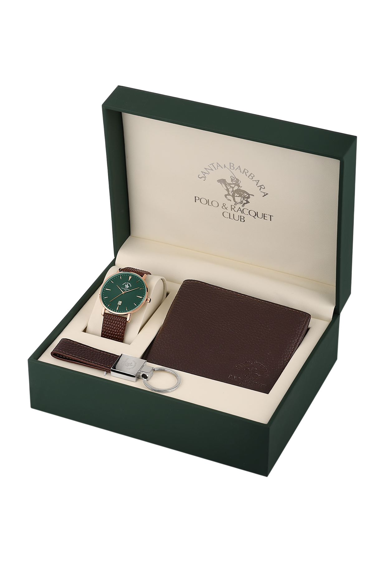 Santa Barbara Polo Wrist Watch for Men With a Gift Set with Key Chain & Wallet SB.8.10009-6