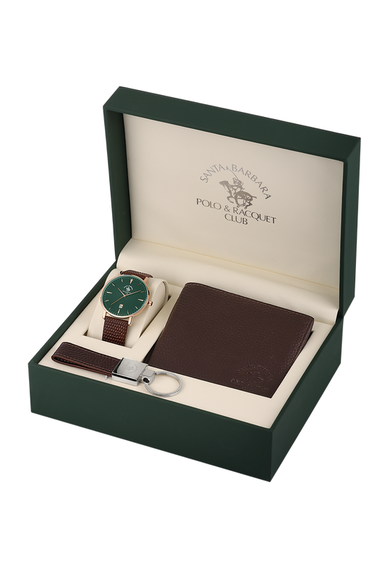 Santa Barbara Polo Wrist Watch for Men With a Gift Set with Key Chain & Wallet SB.8.10009-6
