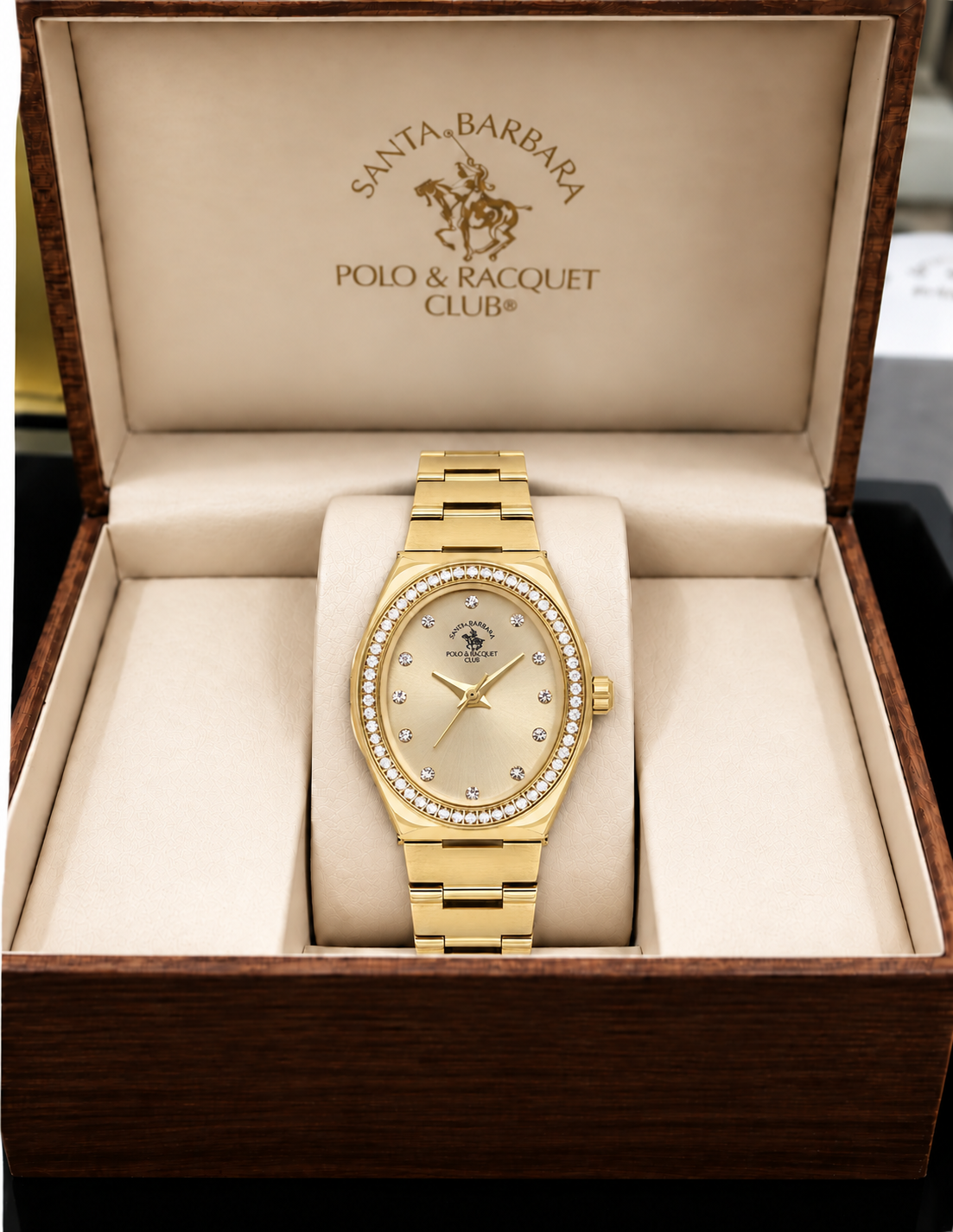 Unique Ladies Gold Gold-Tone Stainless Steel Analog Watch 24×31mm | Stone Dial | SB.1.10686-3
