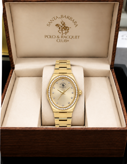 Unique Ladies Gold Gold-Tone Stainless Steel Analog Watch 24×31mm | Stone Dial | SB.1.10686-3