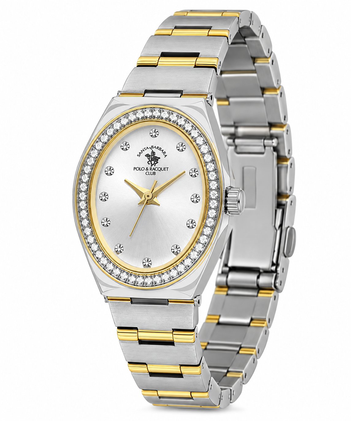 Unique Ladies Silver Two-Tone Stainless Steel Analog Watch 24×31mm | Stone Dial | SB.1.10686-4
