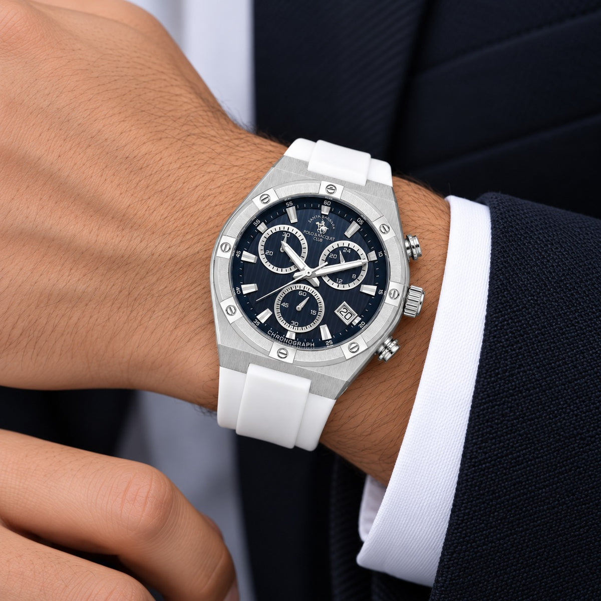 Chronograph Gents Watch – Black Silicon Strap (SB.1.10659-1)